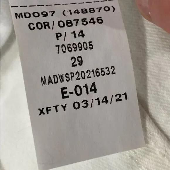 Madewell White Mid-Rise Skinny Crop Jeans 29x27 NWT - Picture 9 of 14